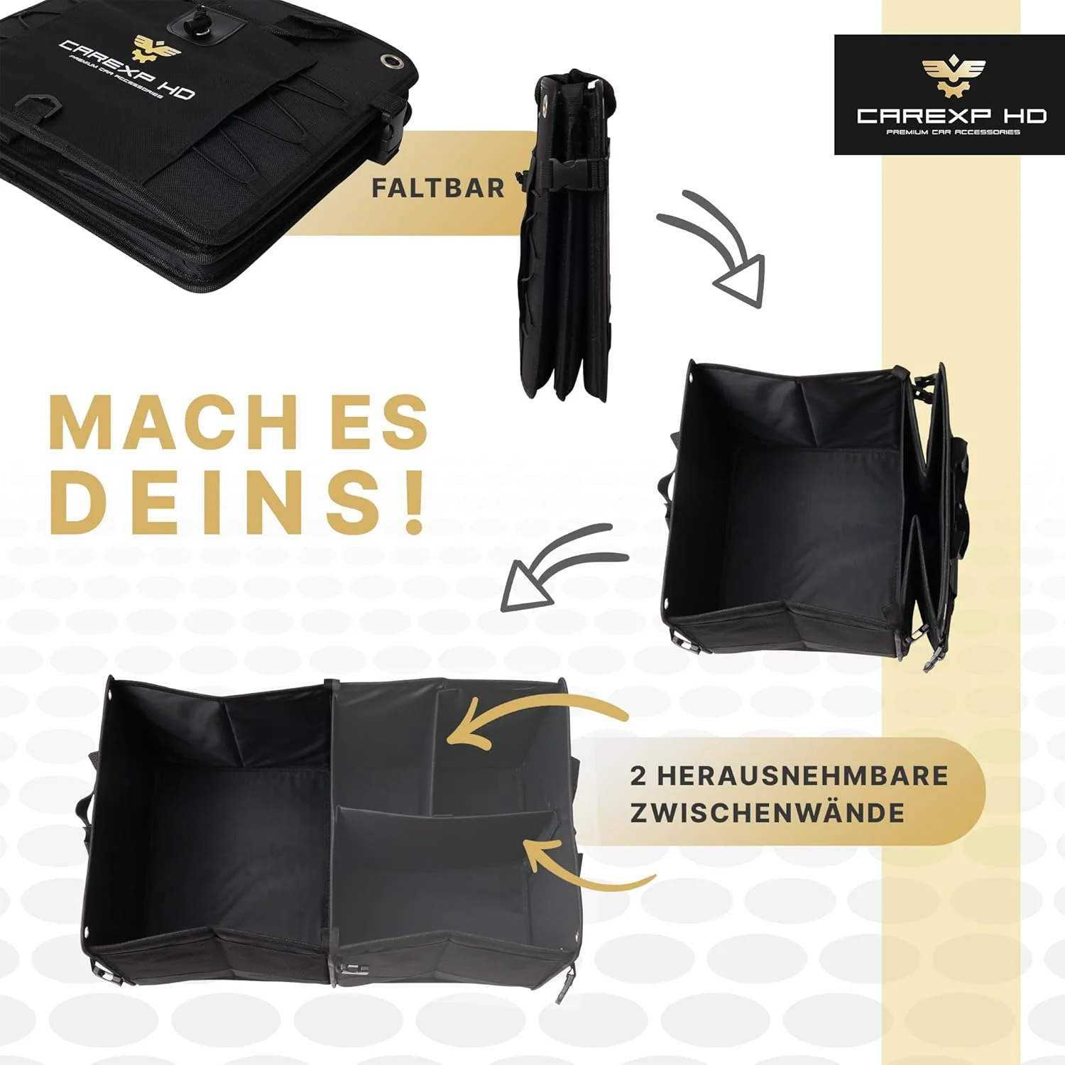 Kofferraum Organizer mit Deckel - Faltbare Kofferraumtasche als praktischer Auto Organizer inkl. Sei - Image 3