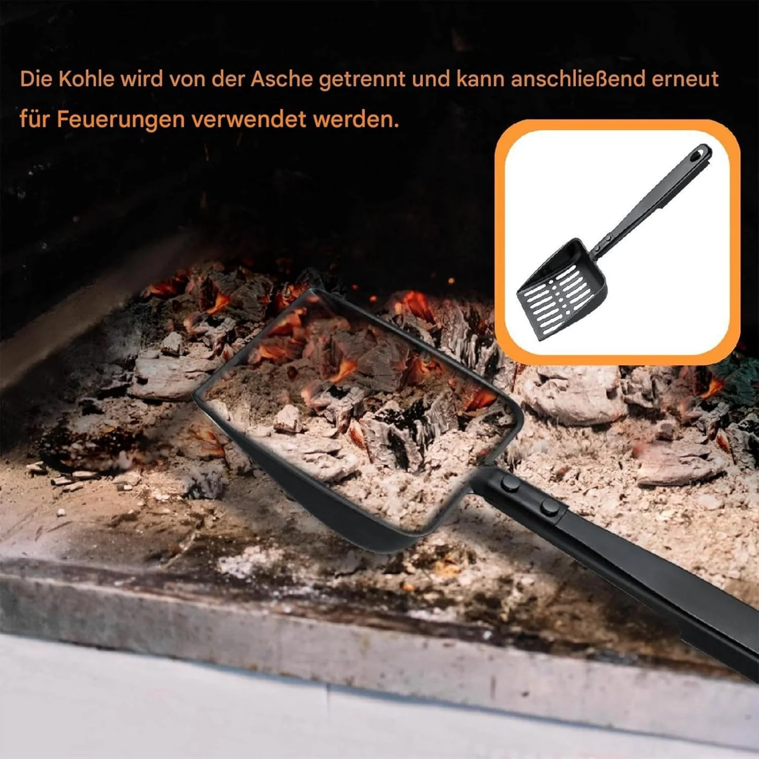 Kohlenschaufel Hohler Kaminschaufel Aus Eisen Metall Kamin Aschenschaufel Hitzebeständige Ofenschauf - Image 3