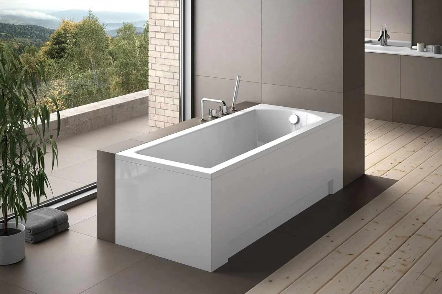KOLMAN Badewanne SHEA Rechteck 160x70 mit AcrylSchürze, Ablaufgarnitur und Füssen Komplettset 4in1 P - Image 2