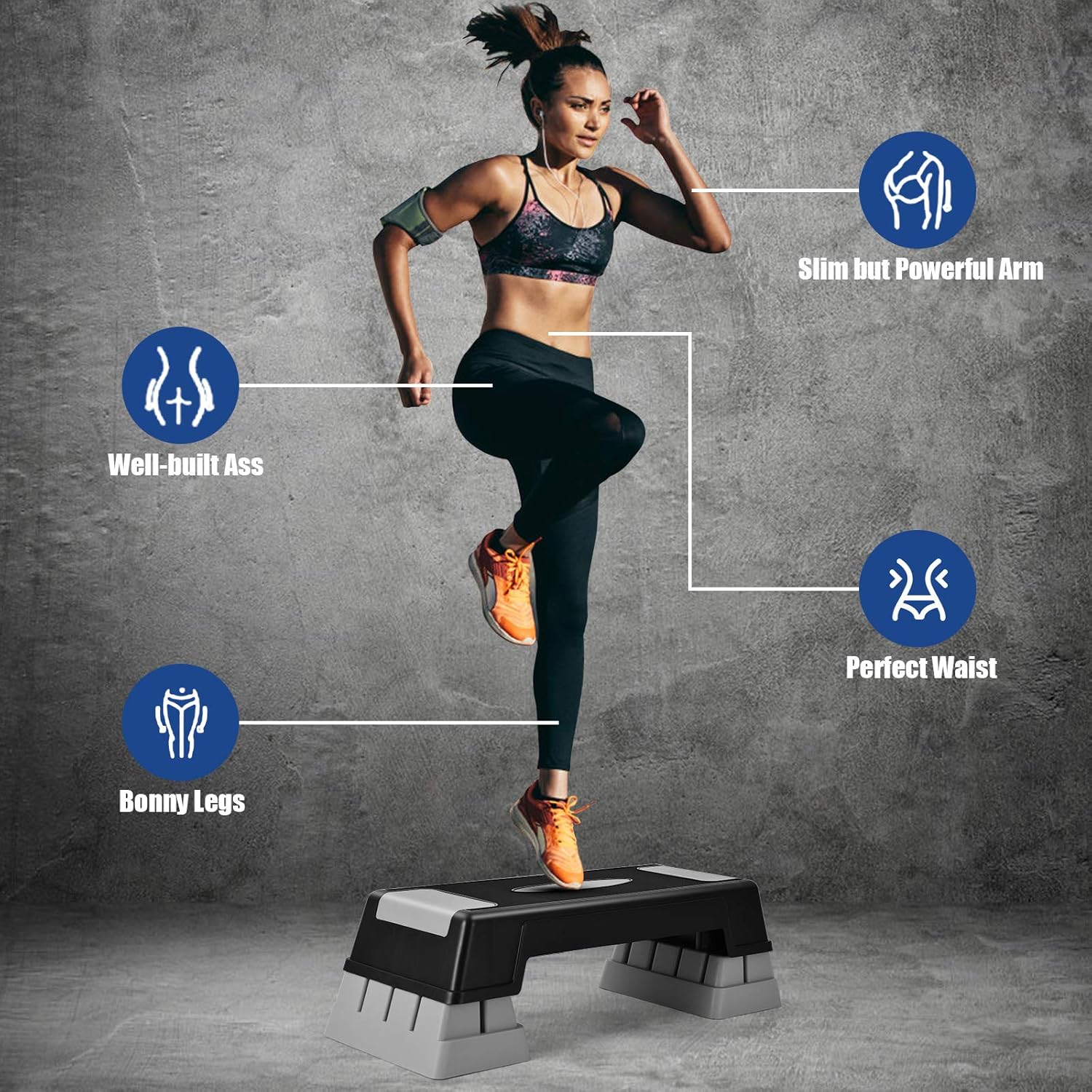 KOMFOTTEU Aerobic Stepper höhenverstellbar in 3 Stufen, Fitnessbrett Stepbrett für Training, Cardio- - Image 5