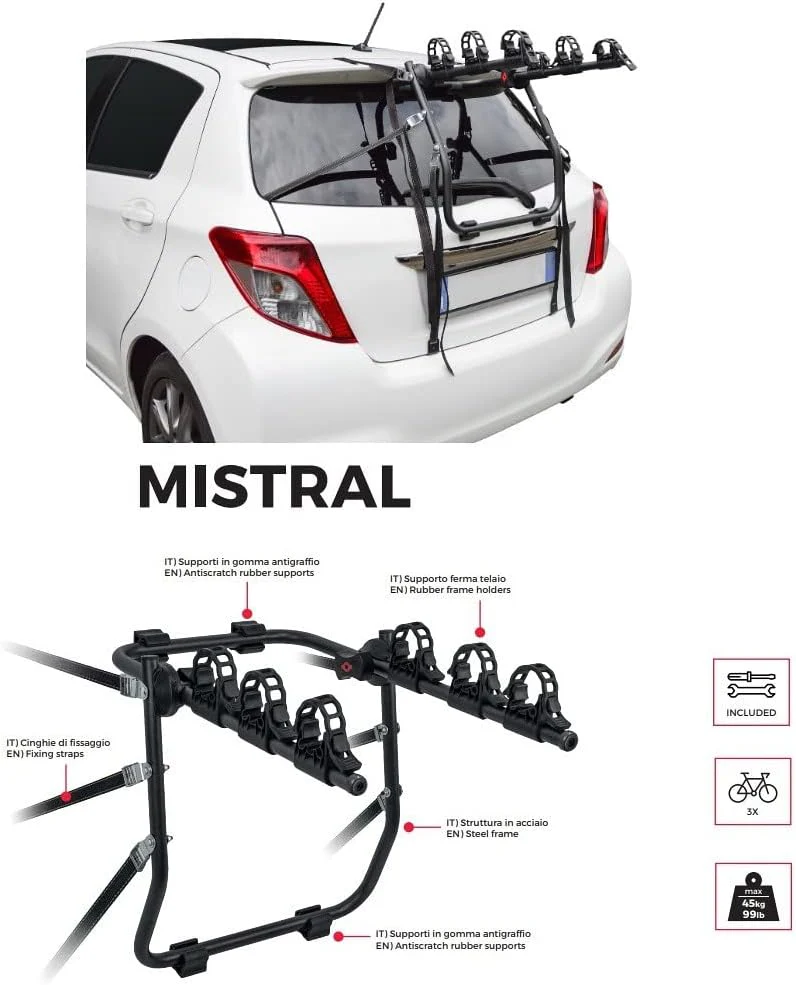 Kompatibel mit Nissan Micra/March (K12) von 02 bis 10 Heck-Fahrradträger für 3 Fahrradträger Menabo - Image 2