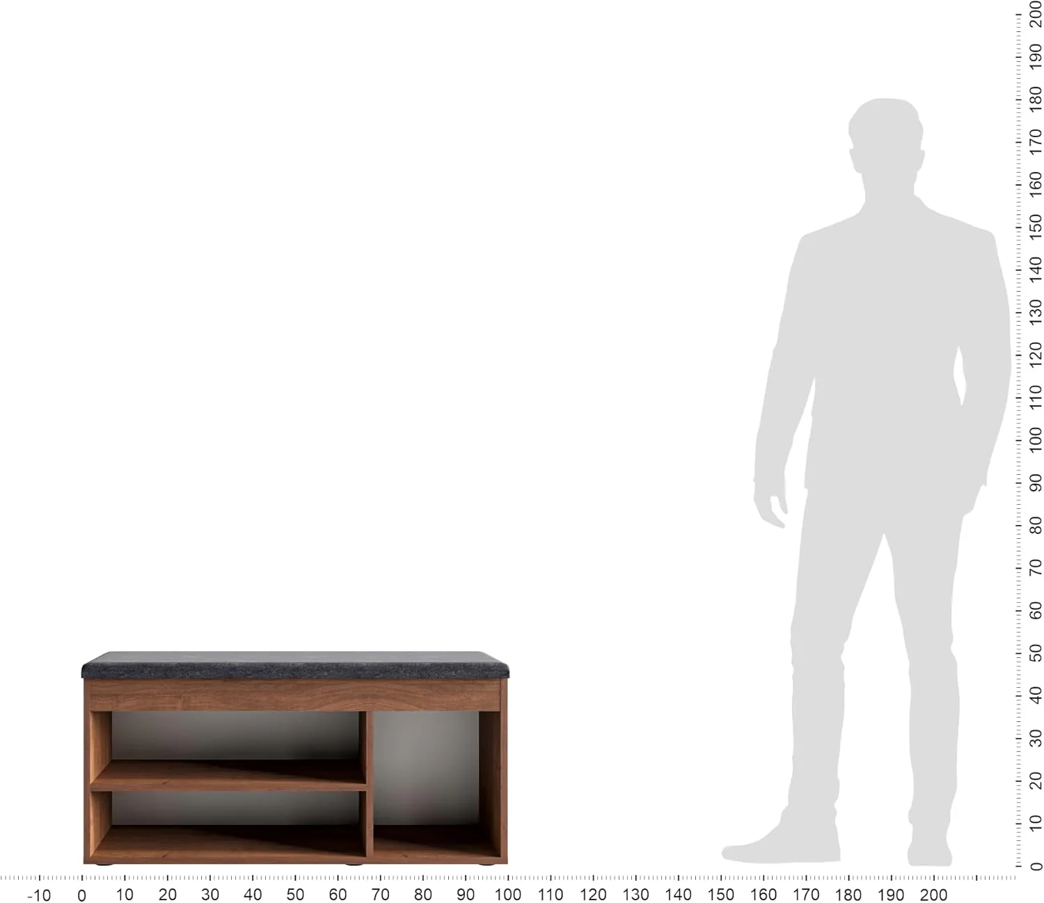 KOMTO Schuhbank mit Sitzfläche - Schuhregal Bank mit Stauraum Nussbaum 100 x 48 x 32 cm Schuhschrank - Image 7