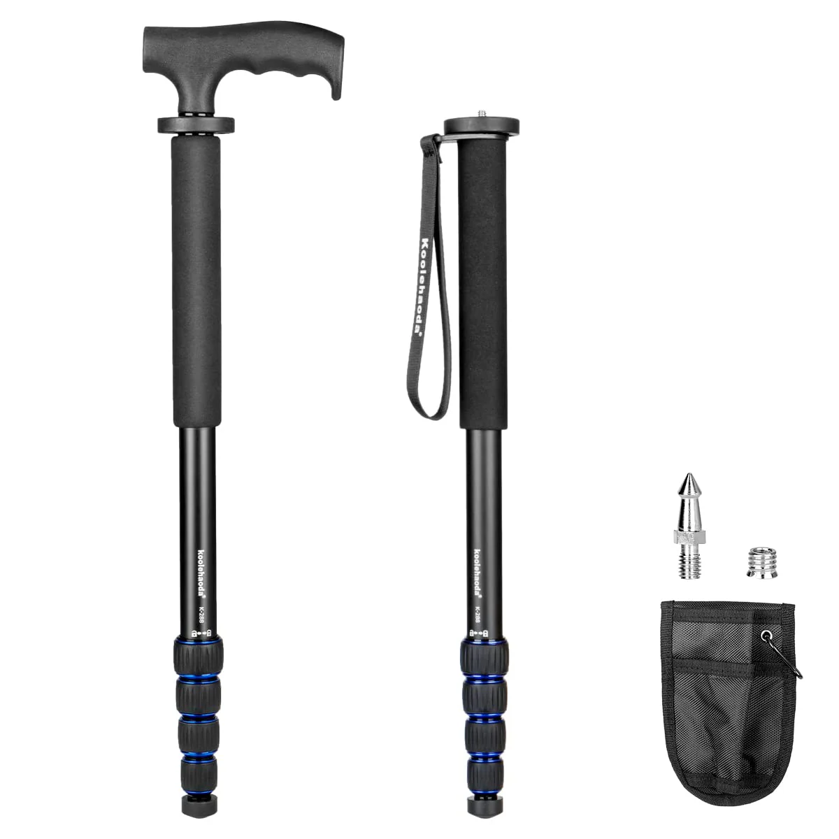 koolehaoda Aluminium-Kamera-Einbeinstativ und Alpenstock mit Griff, 5-Bein-Abschnitte, 7 kg Tragkraf