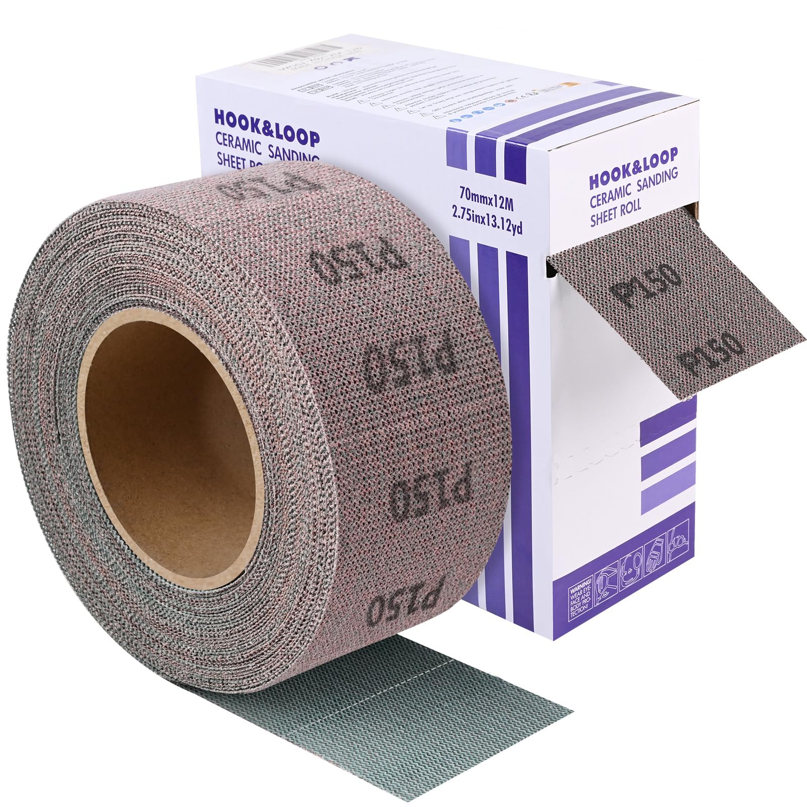Körnung P150 Netz Schleifpapier Rolle Klett, 70 mm x 12 m, Kollokation mit 70mm Breites Handschleife