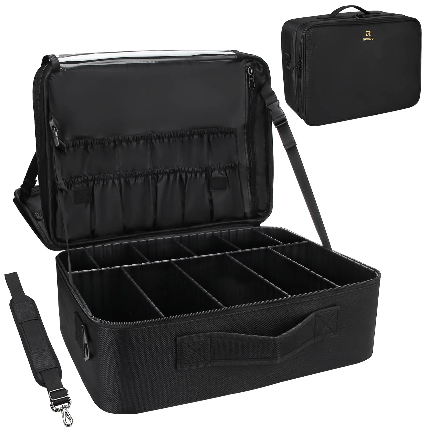 Kosmetikkoffer Gross, Makeup Tasche mit Verstellbaren Teilern und Riemen, Kosmetikkoffer Mädchen, Tr