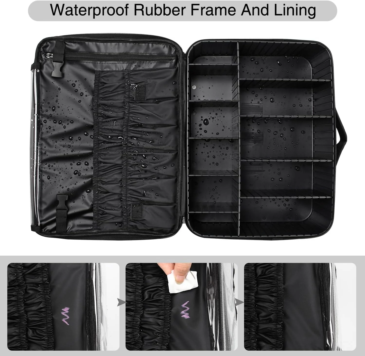 Kosmetikkoffer Gross, Makeup Tasche mit Verstellbaren Teilern und Riemen, Kosmetikkoffer Mädchen, Tr - Image 6