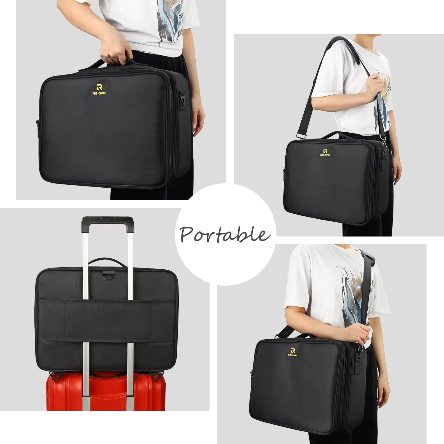 Kosmetikkoffer Gross, Makeup Tasche mit Verstellbaren Teilern und Riemen, Kosmetikkoffer Mädchen, Tr - Image 7