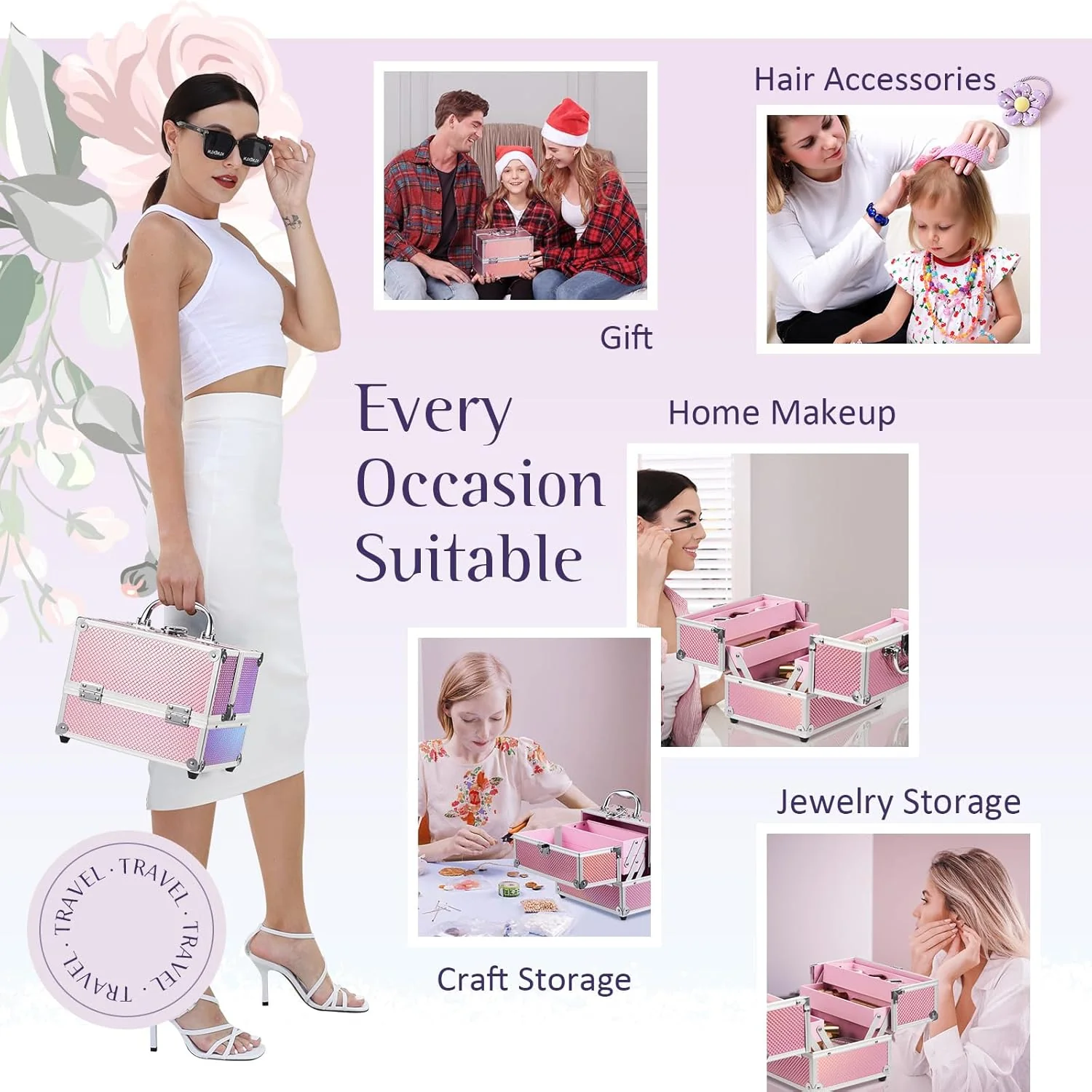 Kosmetikkoffer Schminkkoffer Leer Make up Koffer Abschliessbare Beauty Case Kosmetik Organizer mit S - Image 2