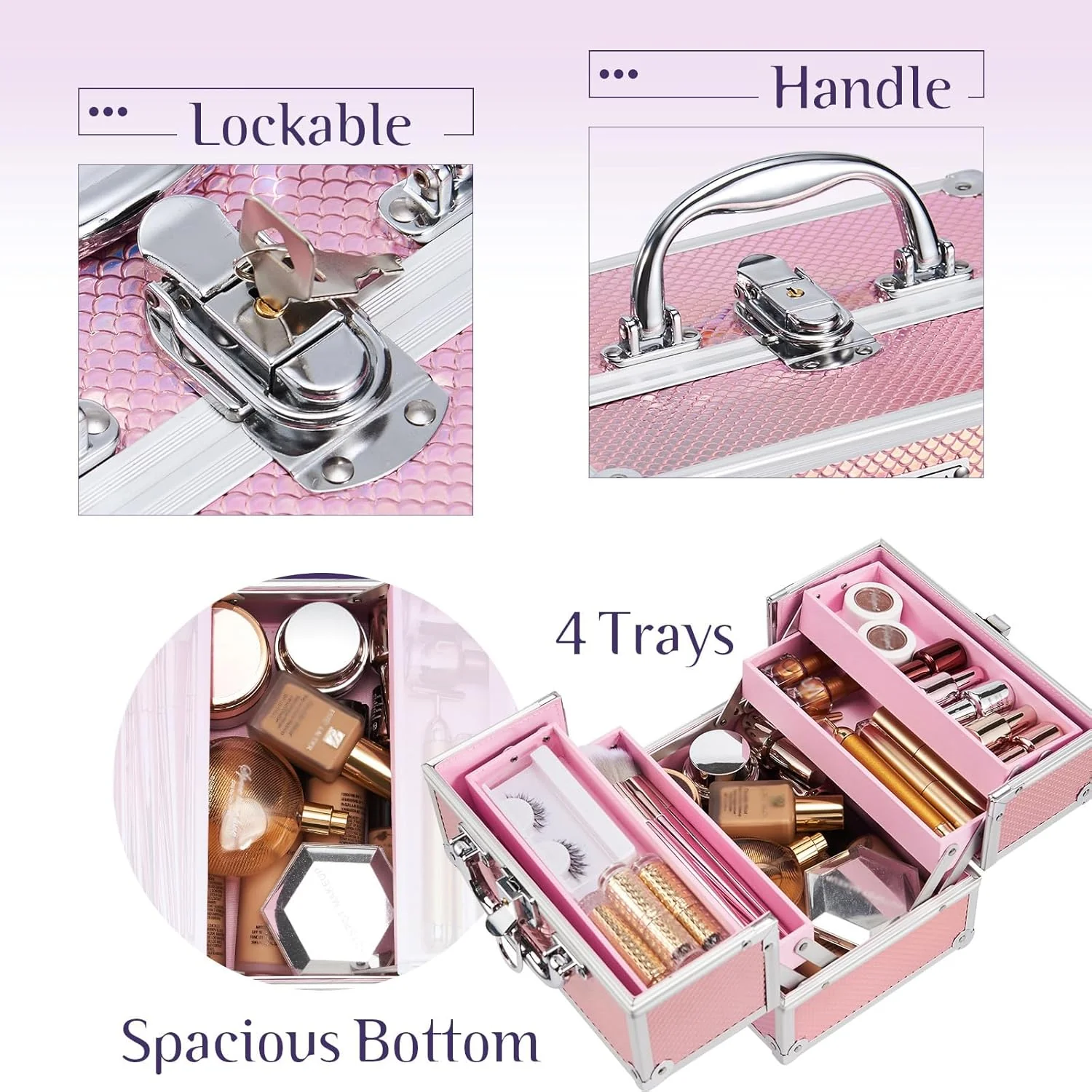 Kosmetikkoffer Schminkkoffer Leer Make up Koffer Abschliessbare Beauty Case Kosmetik Organizer mit S - Image 5
