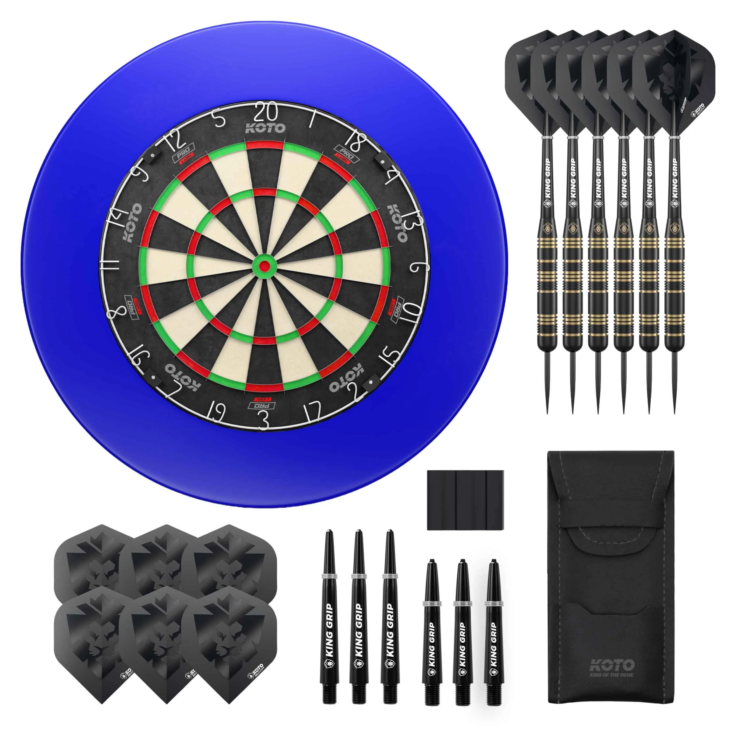 KOTO - King Pro Surround Dartset, 3 Barrels, 2 Sets Flights, 2 Sets Shafts (Short & medium), Dartwal