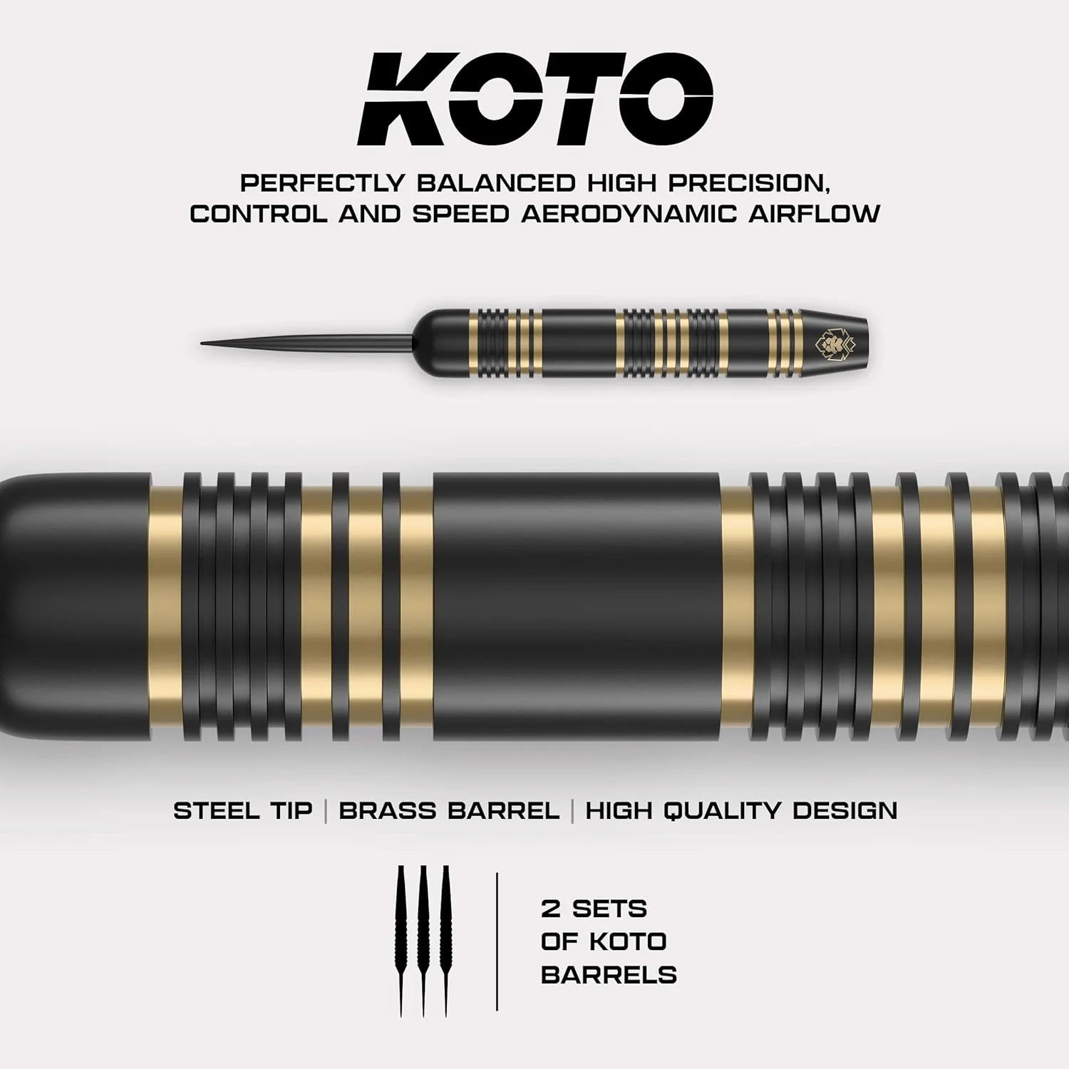 KOTO - King Pro Surround Dartset Schwarz, 3 Barrels, 2 Sets Flights, 2 Sets Shafts (short & medium), - Image 8