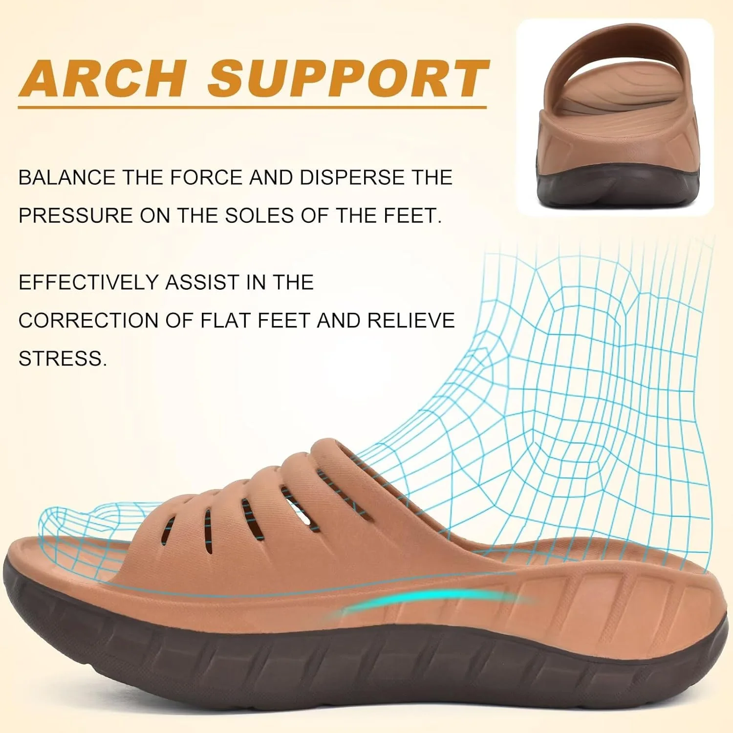 KuaiLu Recovery Sandalen Herren Bequeme Plantarfasziitis Schlappen Orthopädische Offene Zehen Männer - Image 3