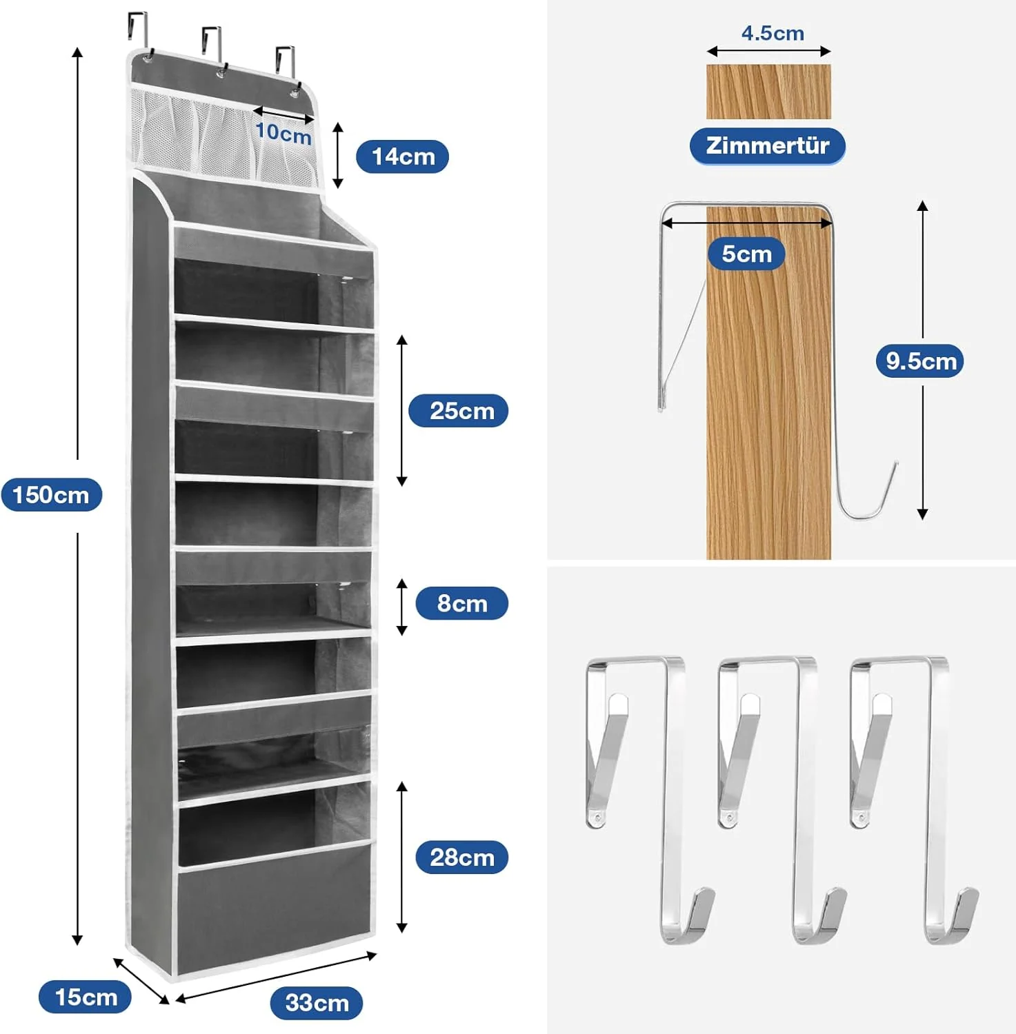 Küchenschrank Organizer Tür mit 5 Fächern - Schuhregal Tür Hängend für Bad, Küche, Kinderzimmer - Hä - Image 2
