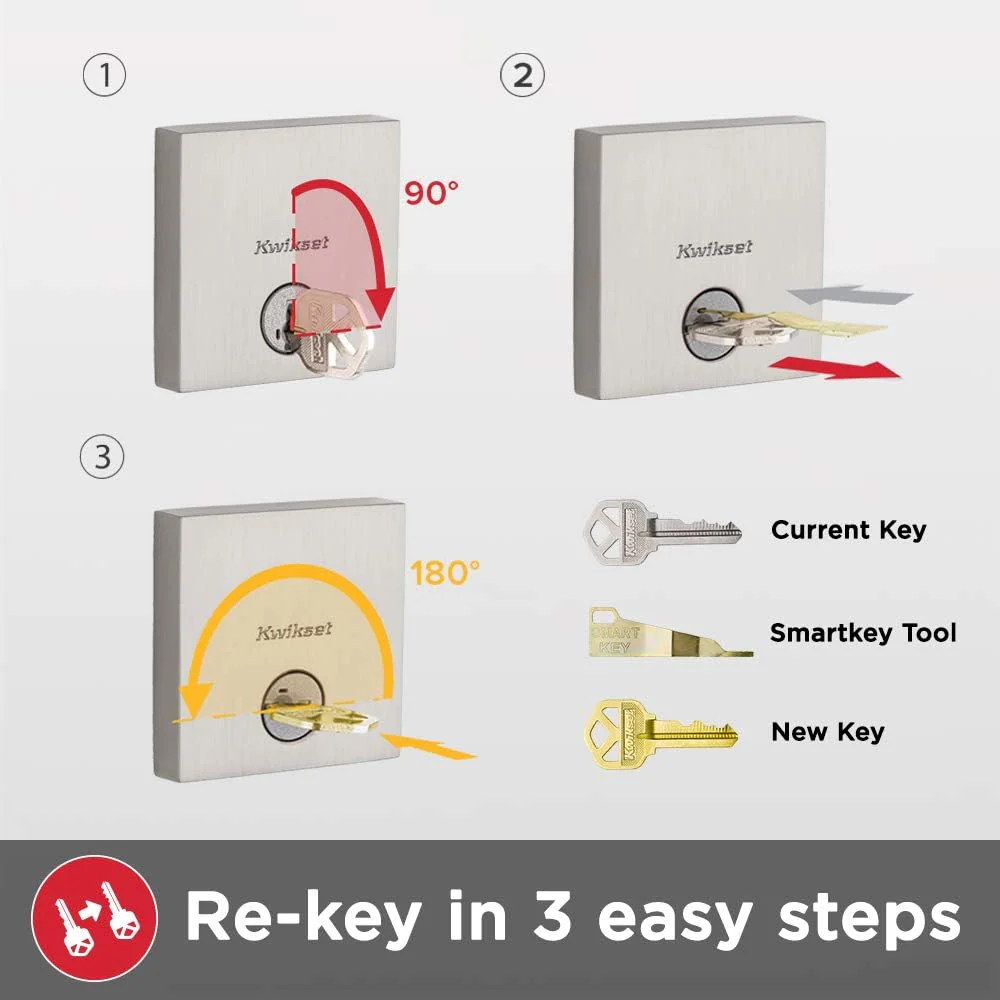 Kwikset 96870-090 Dakota Einzylinder-Griffe mit Poloknauf mit SmartKey in satiniertem Nickel (Metall - Image 7