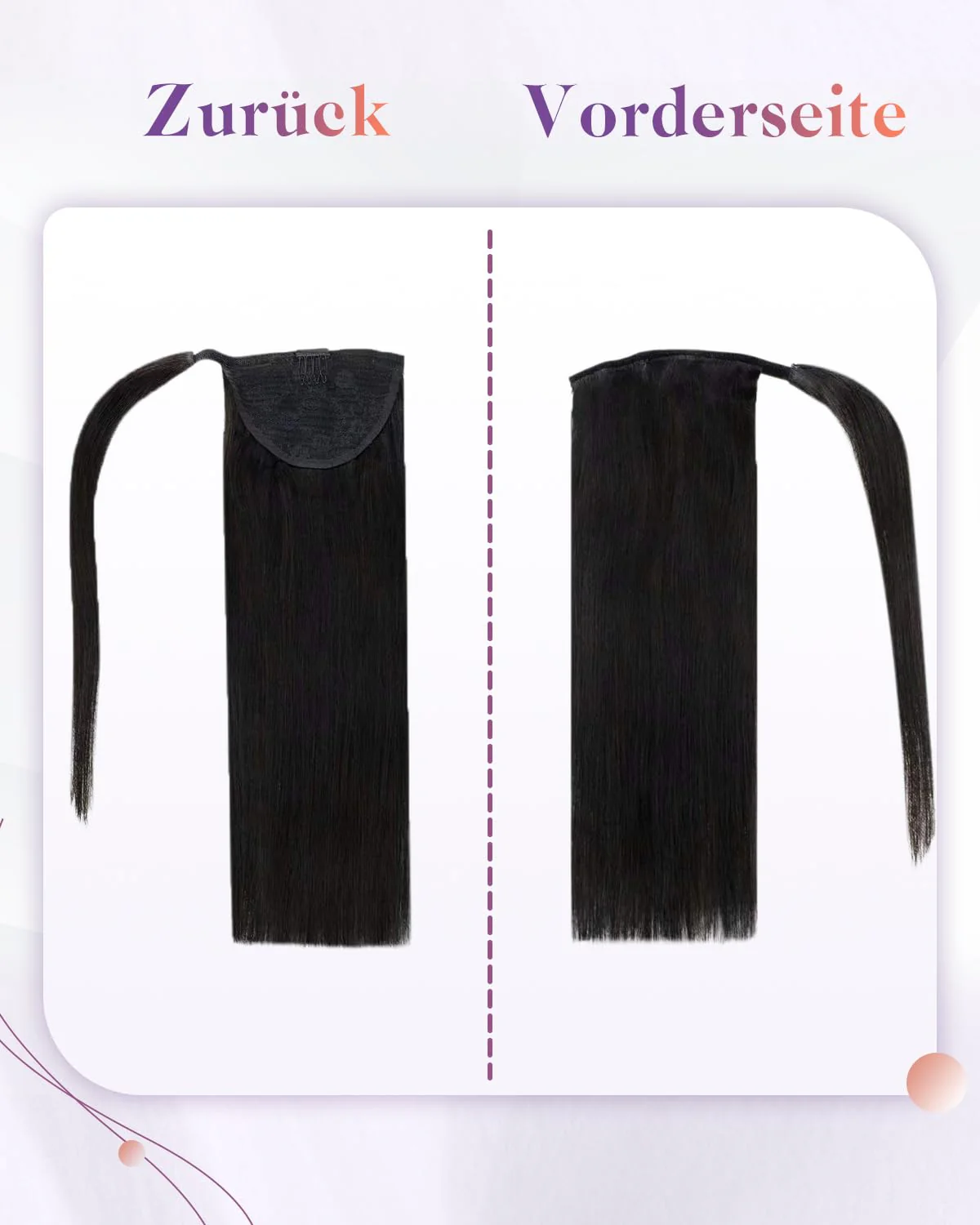 LaaVoo Zopf Extension Echthaar Schwarz Echthaar Pferdeschwanz Extensions Easy Fit Ponytail Extension - Image 5