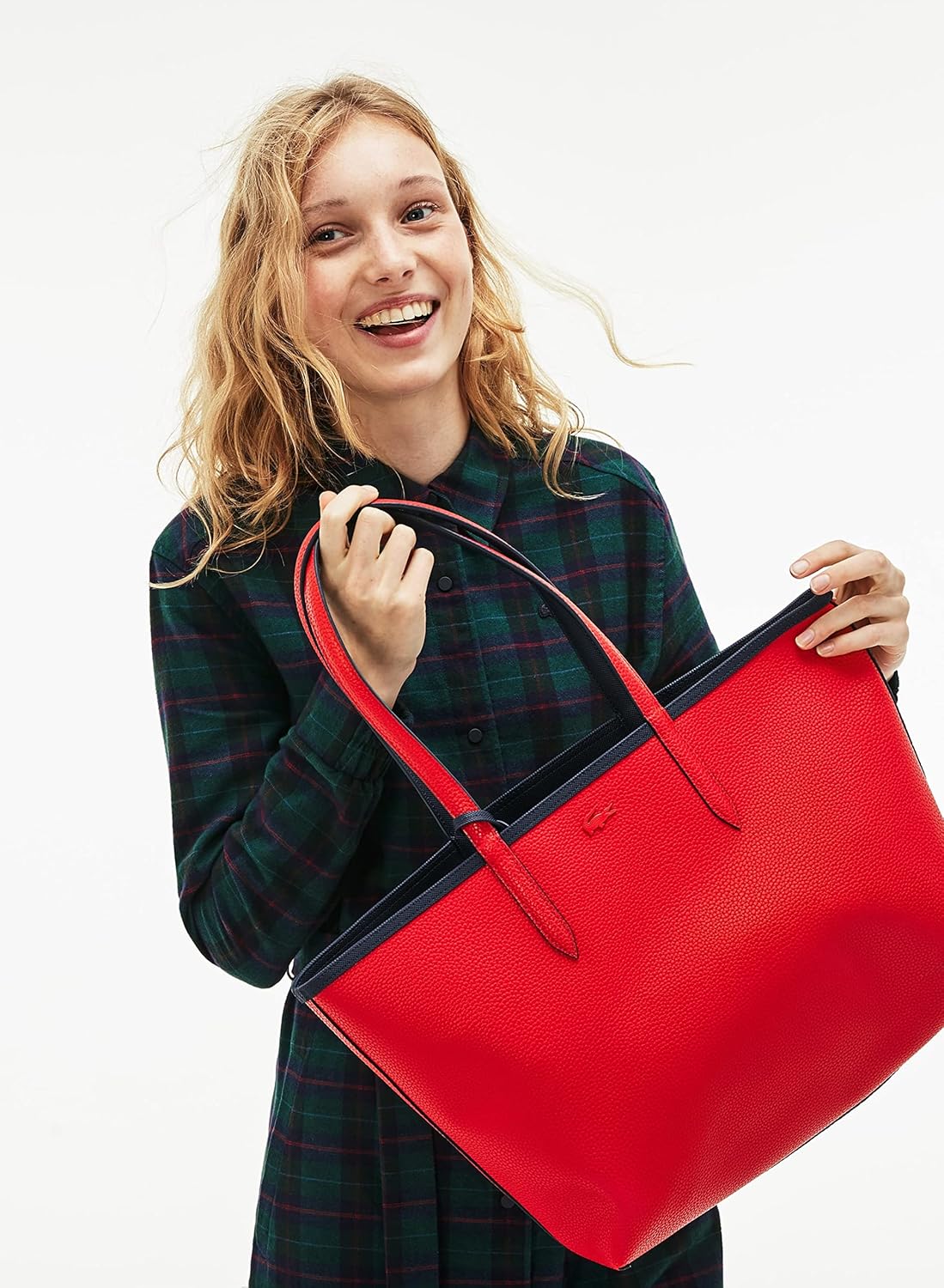Lacoste Damen Nf2142aa Einkaufstasche Marine 166 Rouge - Image 3