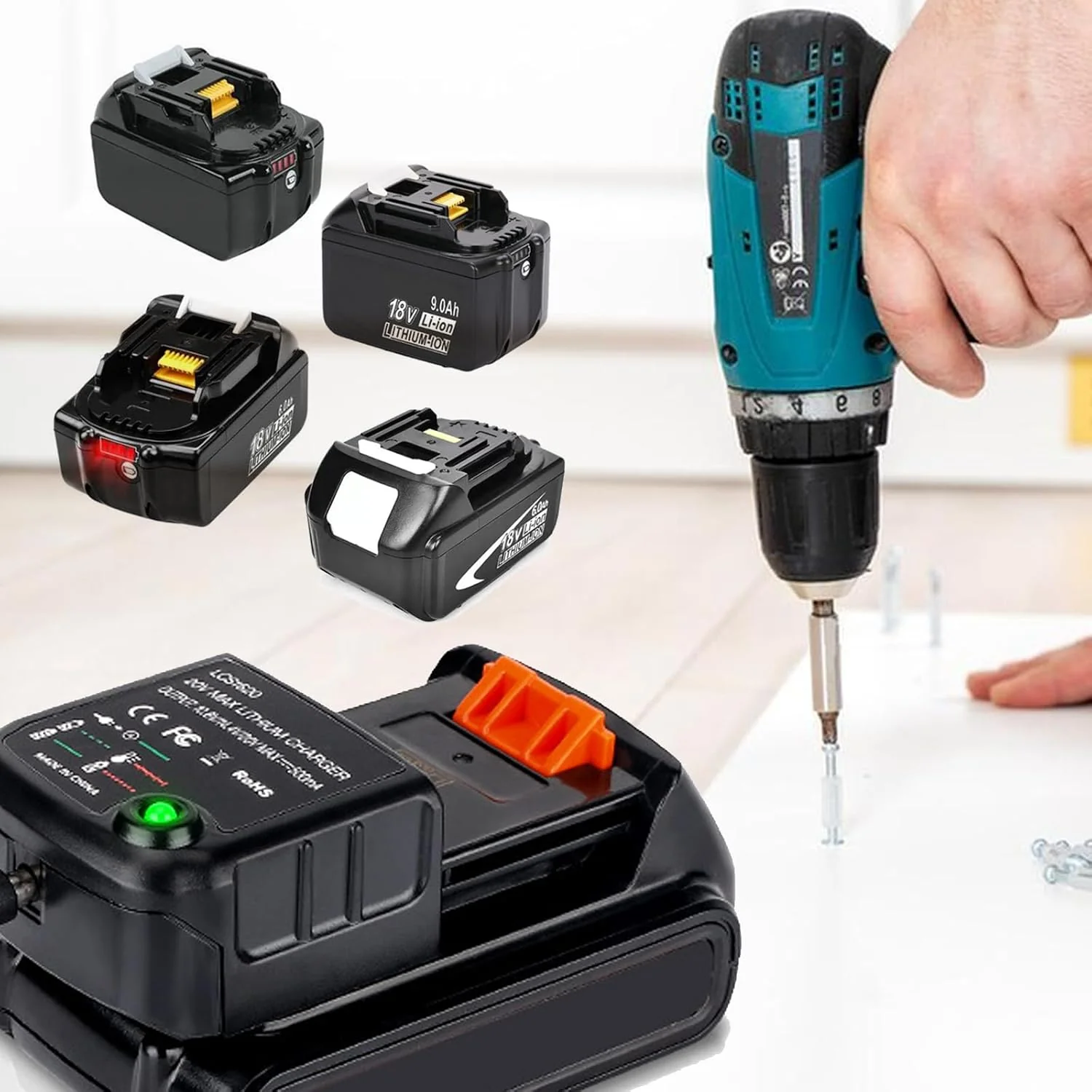 Ladegerät 18V/20V Lithium-Ionen kompatibel mit Black & Decker (BL2018, BL2018-XJ, BL1518, LBXR20-OPE - Image 3