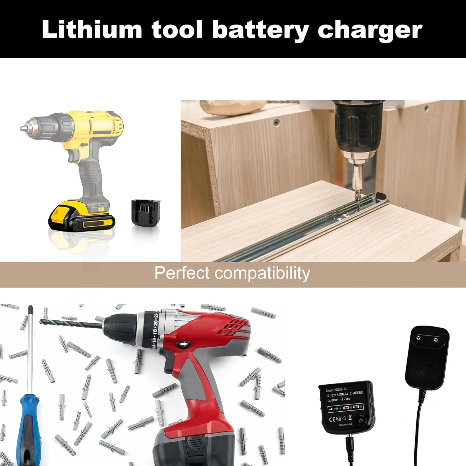 Ladegerät Kompatibel mit Black & Decker: Ladegerät 18V/20V Lithium-Akku für Black & Decker 10,8V/14, - Image 6