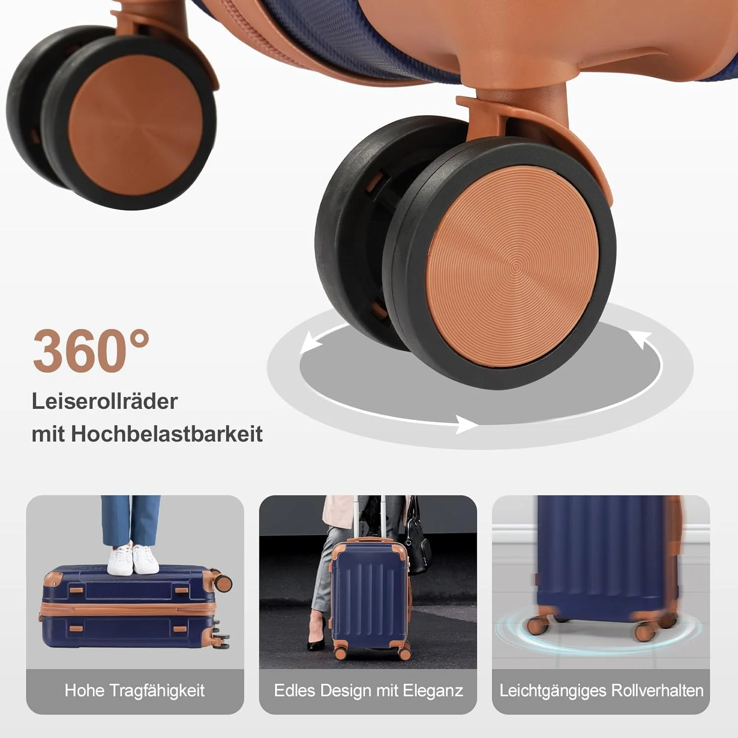 LALAHO Kofferset 4 teilig Hartschale, Koffer Set aus ABS, Reisekoffer mit Rollen Gross, Hartschalenk - Image 3