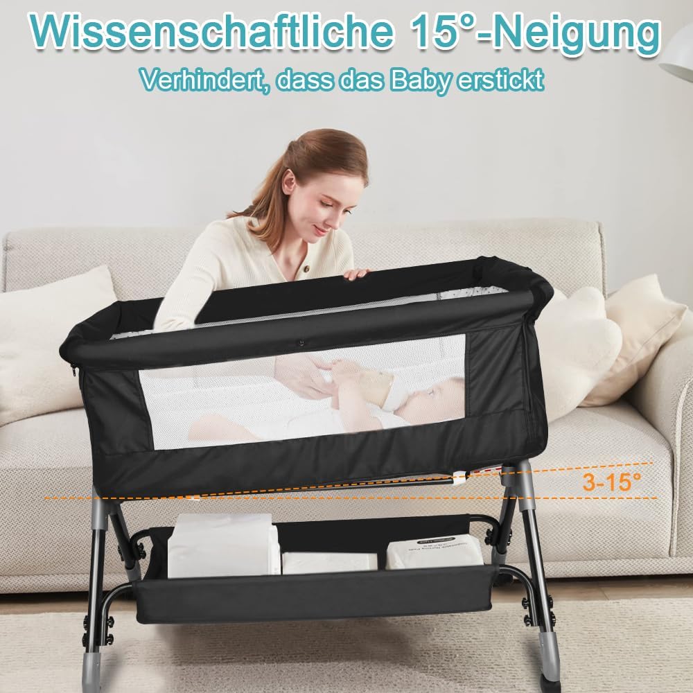 LANTUS Baby Beistellbett,Kompatibel mit verschiedenen Betten, Einfach zu Montieren und Transportiere - Image 5