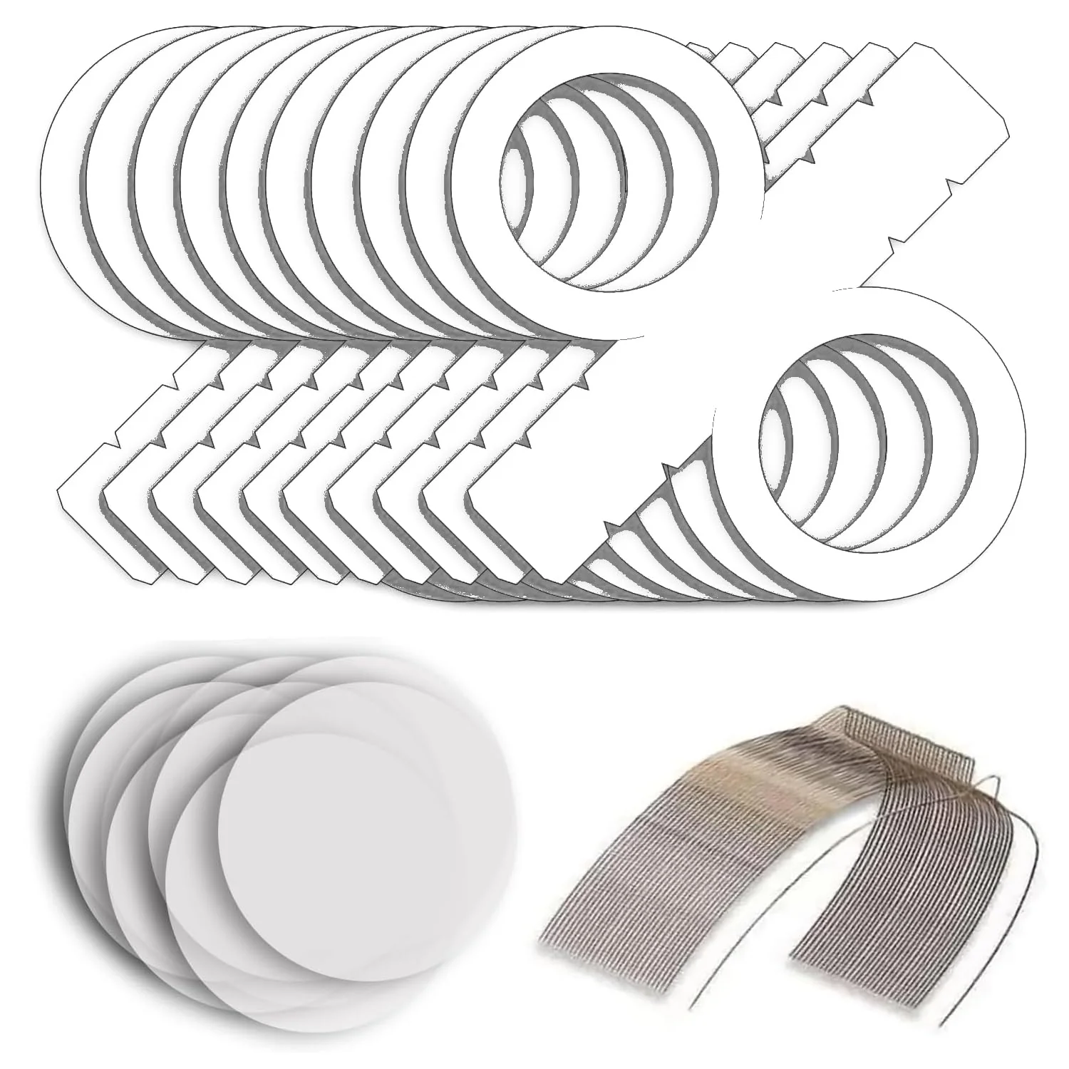 Laternen Bastelset für runde Laternen, 10 weisse Rohlinge, 20 runde Transparentpapierzuschnitte, 10