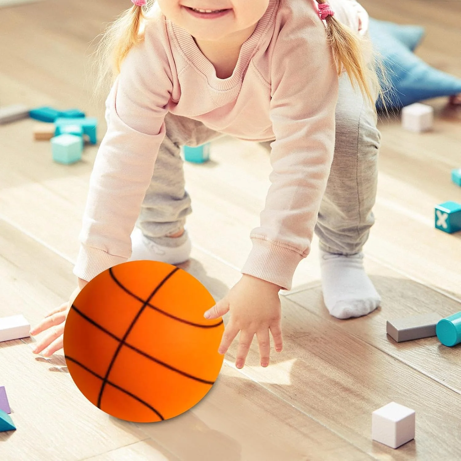 Lautloser Basketball | Schaumstoff-Basketball-Indoor-Trainingsball mit Korb | Flexibler Lautloser Ba - Image 3