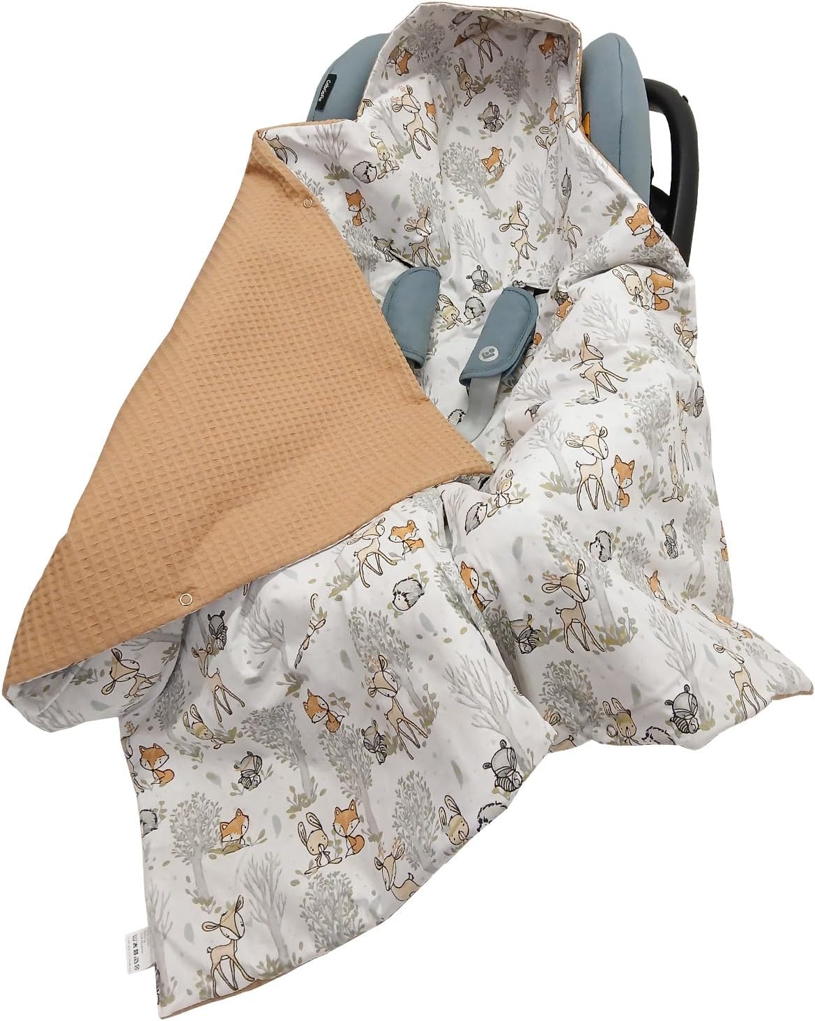 Leanbe Baby Einschlagdecke Doppelseitig 86x86 cm Baumwolle-Wafellstoff für Kinderwagen und Babybett - Image 2