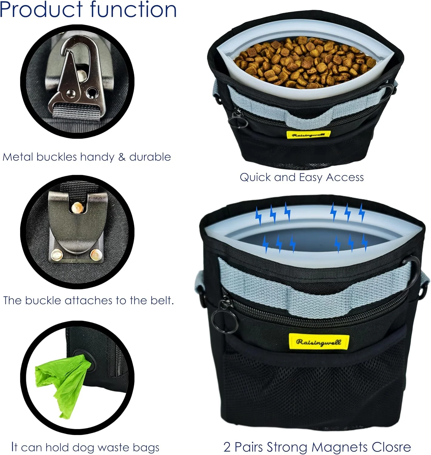 Leckerlitasche für Hunde, Multifunktions-Gassi Tasche mit Silikonbeutel, Futterbeutel für Hundetrain - Image 4