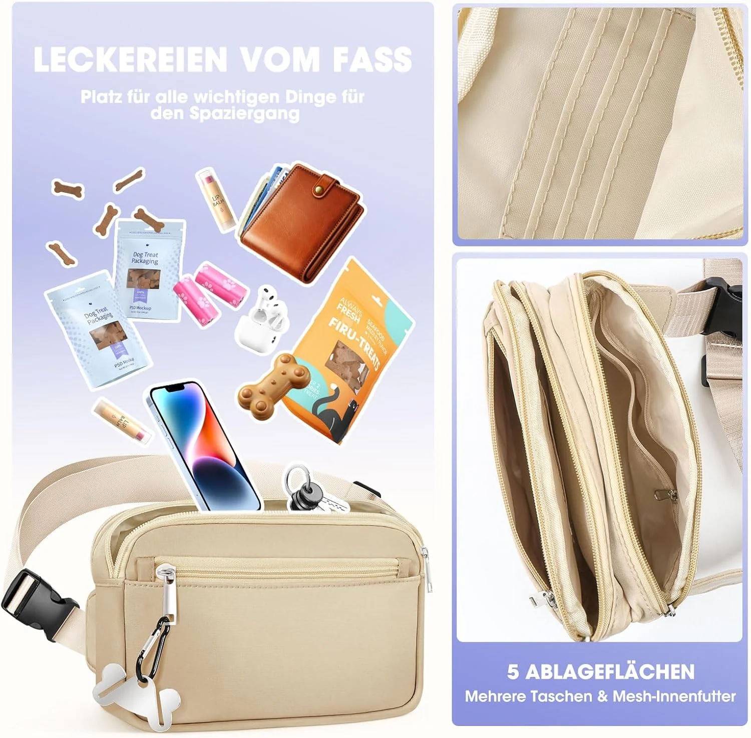 Leckerlitasche für Hunde, Praktischer Gassi Tasche Hund für Hundetraining, Multifunktionaler Leckerl - Image 2