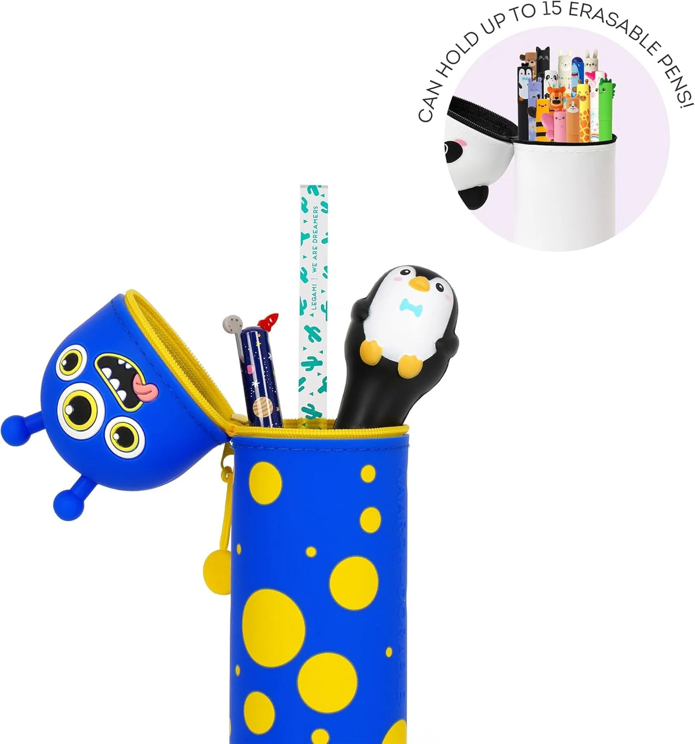 Legami - Kawaii 2-in-1 Schulmäppchen aus weichem Silikon, Tischstifthalter, Reissverschluss, Buntsti - Image 3