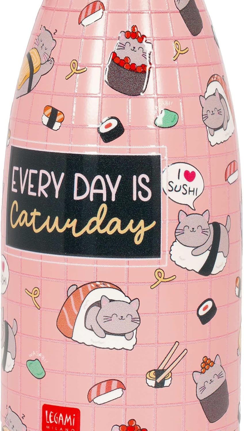 Legami - Vacuum Bottle Hot & Cold Mini, Sushi Cat, Leichte und widerstandsfähige Thermosflasche, Her - Image 3