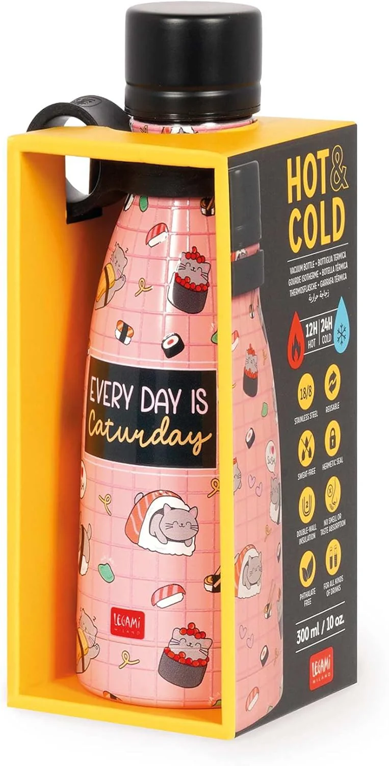 Legami - Vacuum Bottle Hot & Cold Mini, Sushi Cat, Leichte und widerstandsfähige Thermosflasche, Her - Image 5