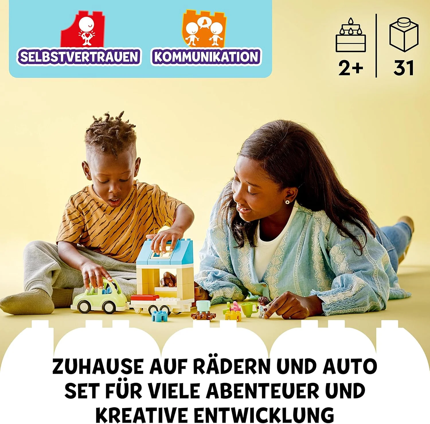 LEGO 10986 DUPLO Zuhause auf Rädern, Spielzeugauto mit grossen Steinen, Figuren und Spielzeugauto fü - Image 3