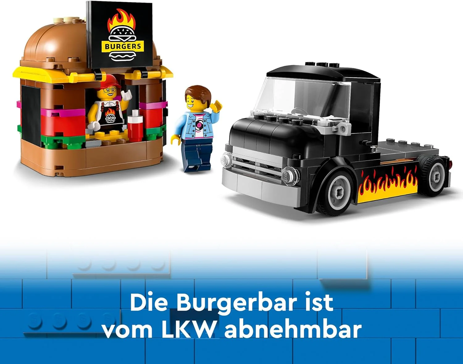 LEGO City Feuerwehrstation mit Drehleiterfahrzeug, Feuerwehr-Spielzeug & City Burger-Truck, Bauset m - Image 7