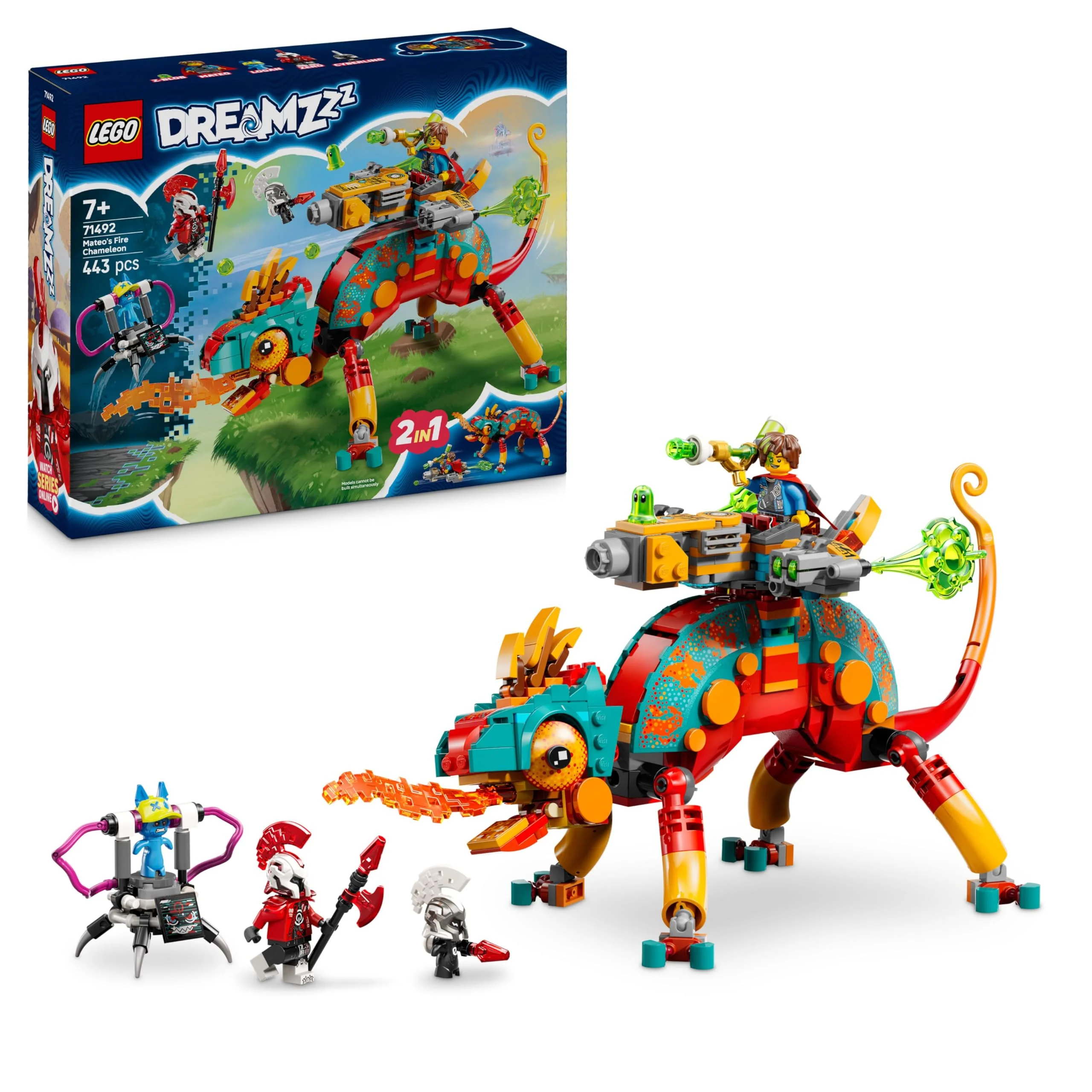 LEGO DREAMZzz Mateos Feuer-Chamäleon - Tierfigur, die Sich in EIN Spielzeug Jet & Mech oder einen Wä