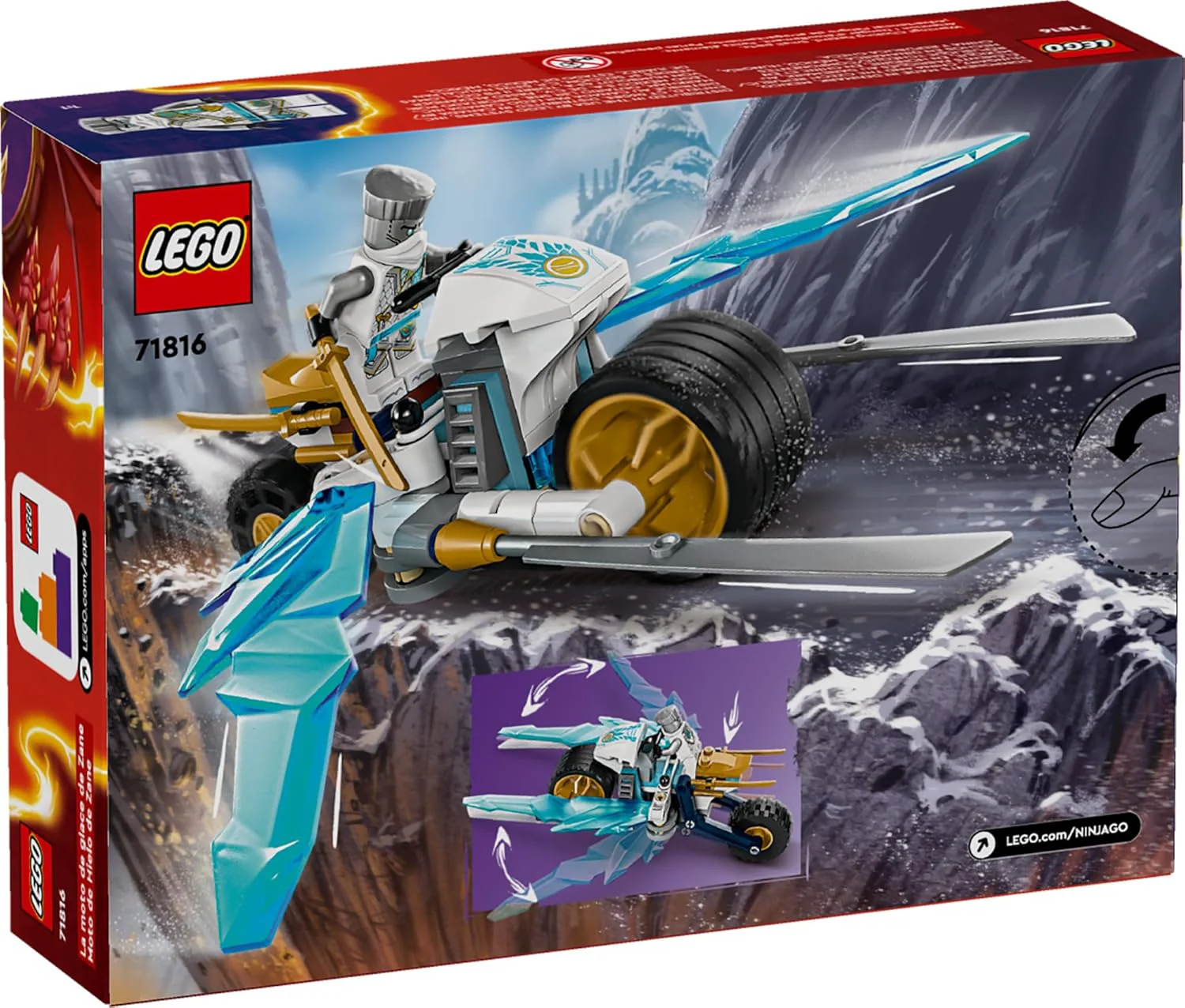 Lego NINJAGO 71816 Zanes EIS-Motorrad-Spielzeug mit 1 Minifigur inklusive, baubares Modellfahrzeug, - Image 6