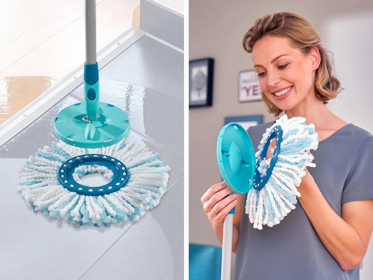 Leifheit Ersatzkopf CLEAN Twist Disc Mop Ergo Micro Duo 4er Set, Wischbezug, Ersatzbezug, 4er Set, f - Image 5