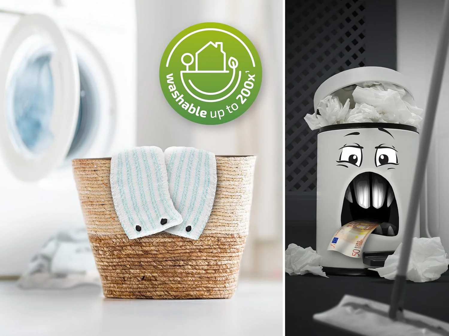 Leifheit Wischbezug CLEAN Twist XL, Combi XL Micro Duo 5er Set, Bodenwischer Ersatzbezug, Wischbezug - Image 4