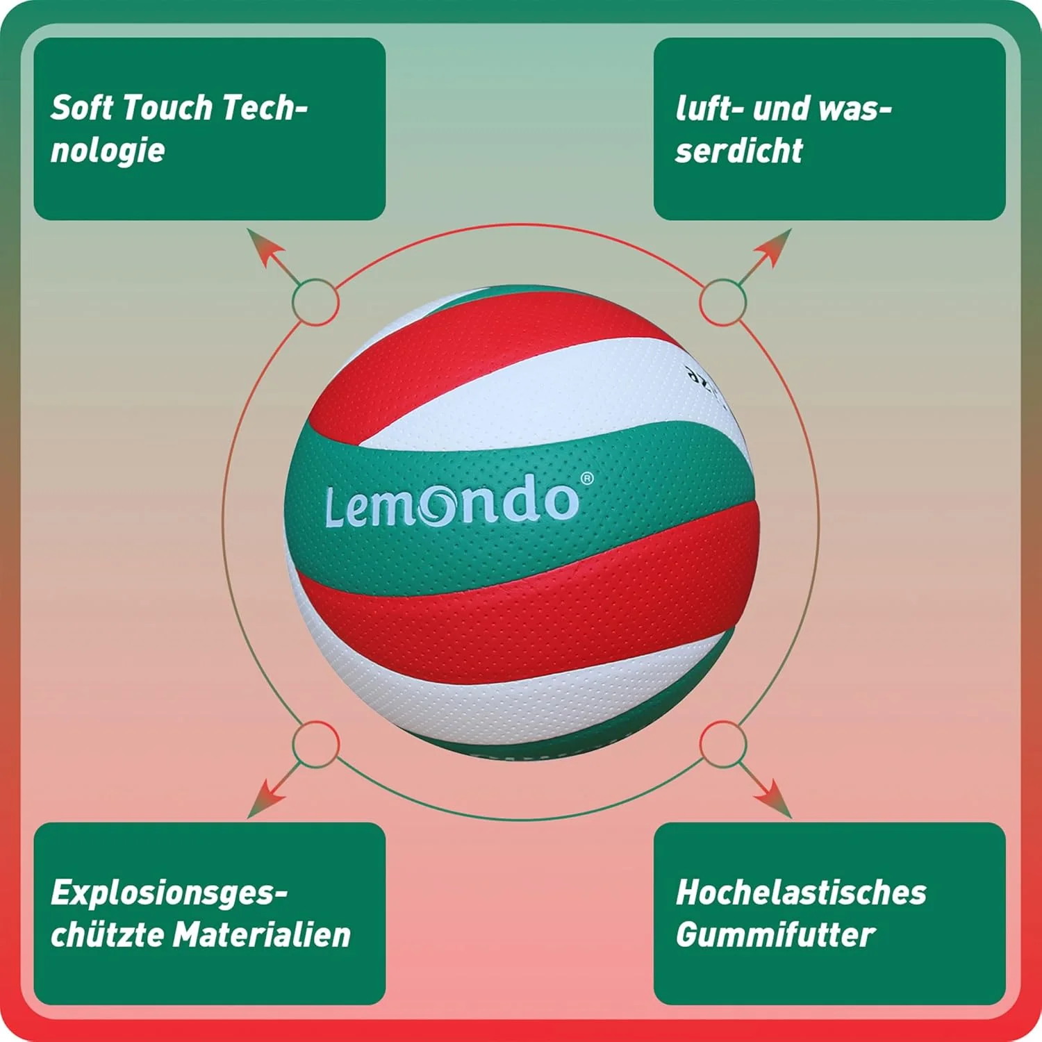 Lemondo Volleyball PU Weich Beachvolleyball Soft Wasserfest mit Pumpe Indoor Outdoor Wasserball Ball - Image 4