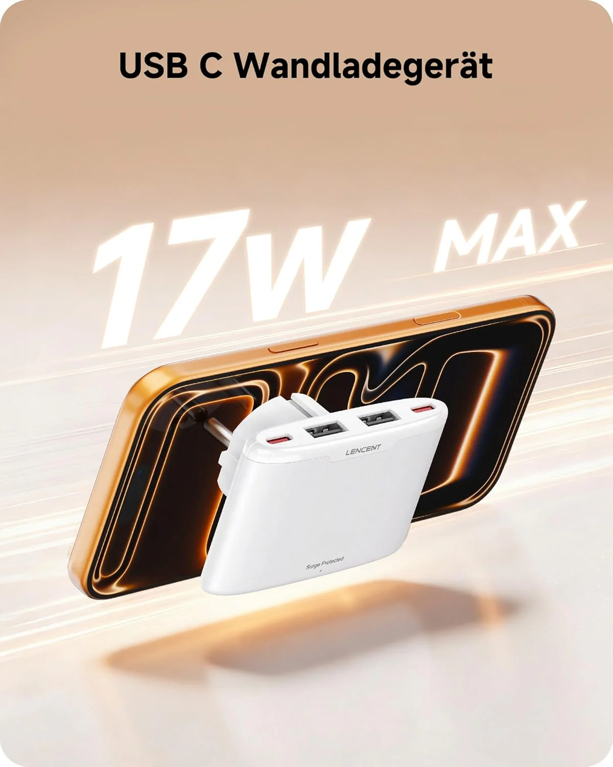 LENCENT Flaches USB C Ladegerät Slim Wandladegerät Netzteil 4-Port Charger dünner Ladestecker Mehrfa - Image 4
