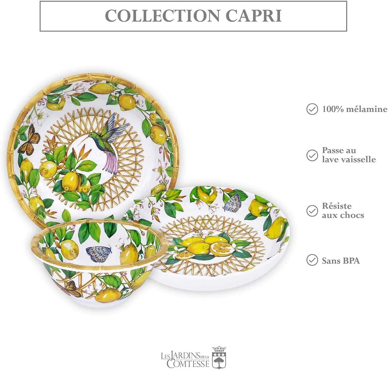Les Jardins de la Comtesse - Suppenteller ideal als Suppenteller oder Nudeln – Melamin – Capri – Ø 2 - Image 4