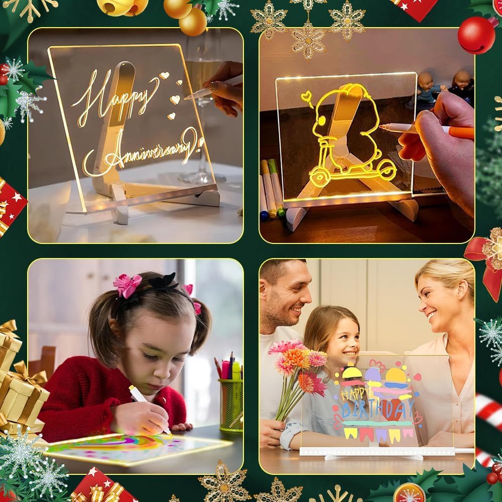 Leuchtendes Led Zeichenbrett Für Kinder,Led Maltafel Notiztafel Nachrichtentafel Abwischbar,Trocken - Image 6
