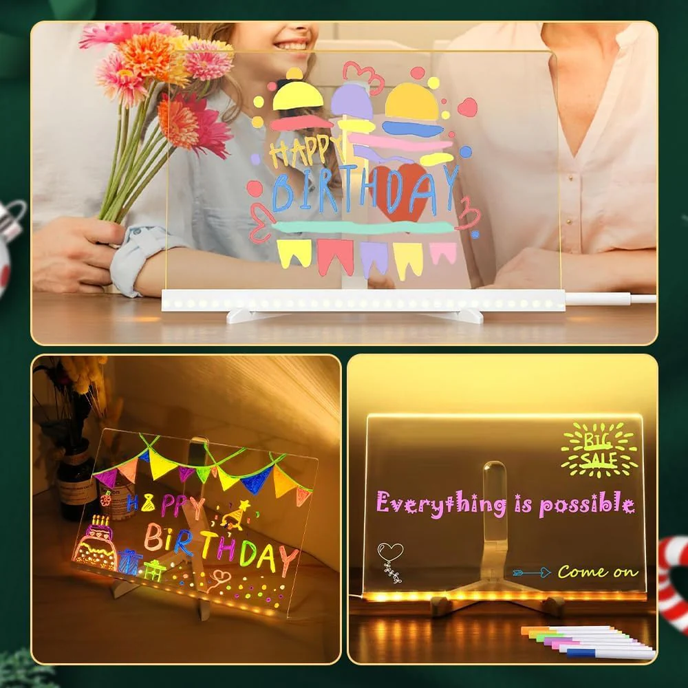 Leuchtendes Led Zeichenbrett Für Kinder,Led Maltafel Notiztafel Nachrichtentafel Abwischbar,Trocken - Image 8