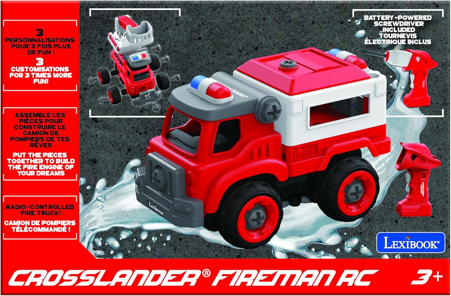 Lexibook, Crosslander® Fireman RC, Funkferngesteuertes Feuerwehrauto zum Zusammenbauen, 3 mögliche K - Image 5