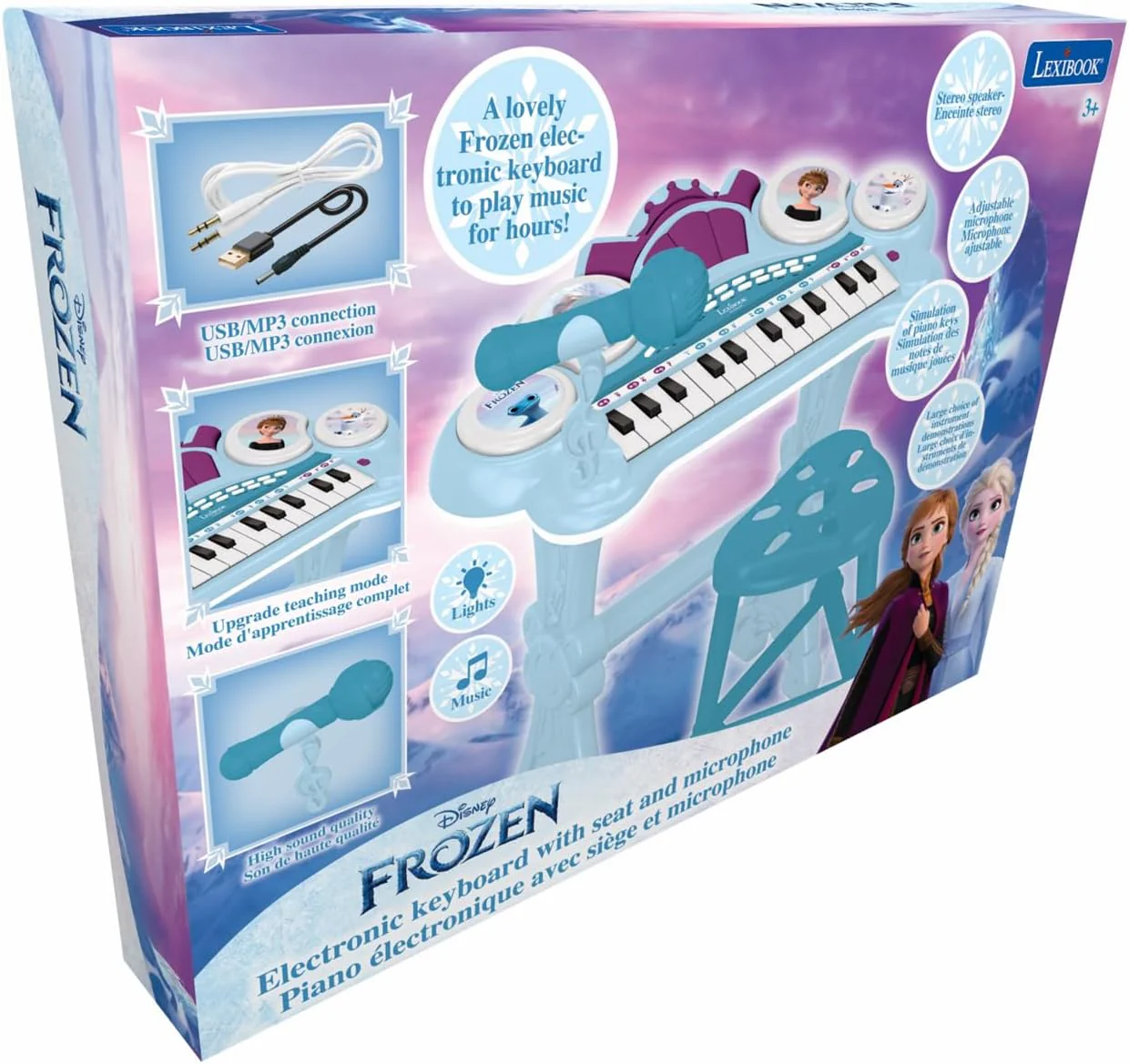Lexibook, Die Eiskönigin, Elektronisches Keyboard mit Sitz, Mikrofon, MP3-Player, Soundeffekten, Dem - Image 4