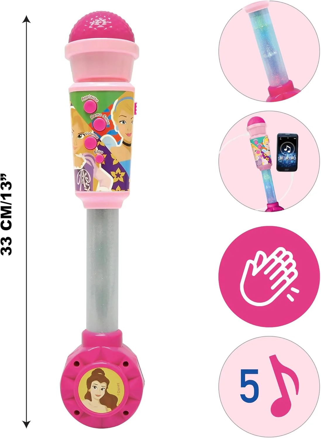 Lexibook, Disney Prinzessin, Leuchtendes Mikrofon für Kinder, Musikalisches Spielzeug, Eingebauter L - Image 2