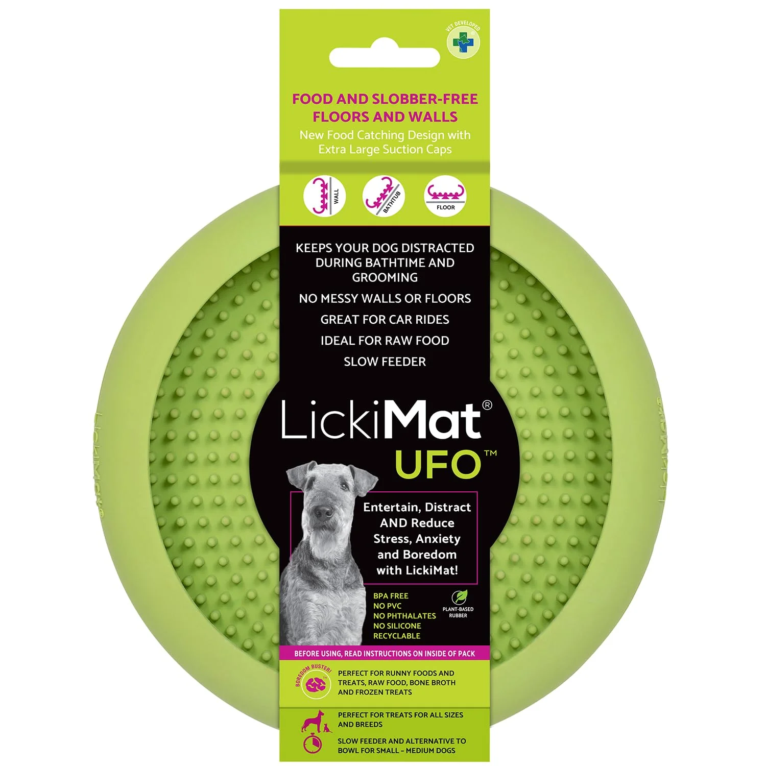 LickiMat UFO Ablenker für Baden, Duschen und Pflegen, Naturkautschuk, grosser Schnuller, Lecknoppen,