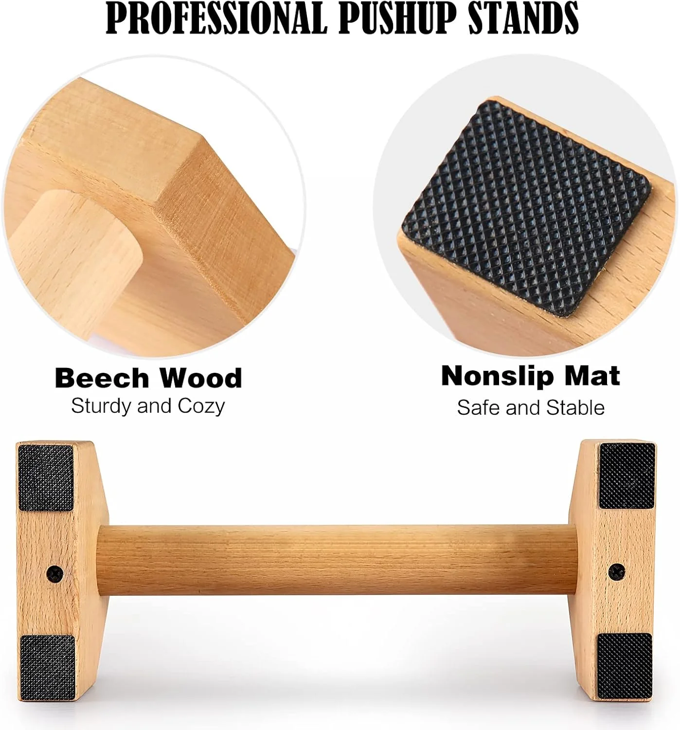 Liegestützgriffe Holz Parallettes Handstand Griffe für Calisthenics, Rutschfeste Push up Bars Joint- - Image 3