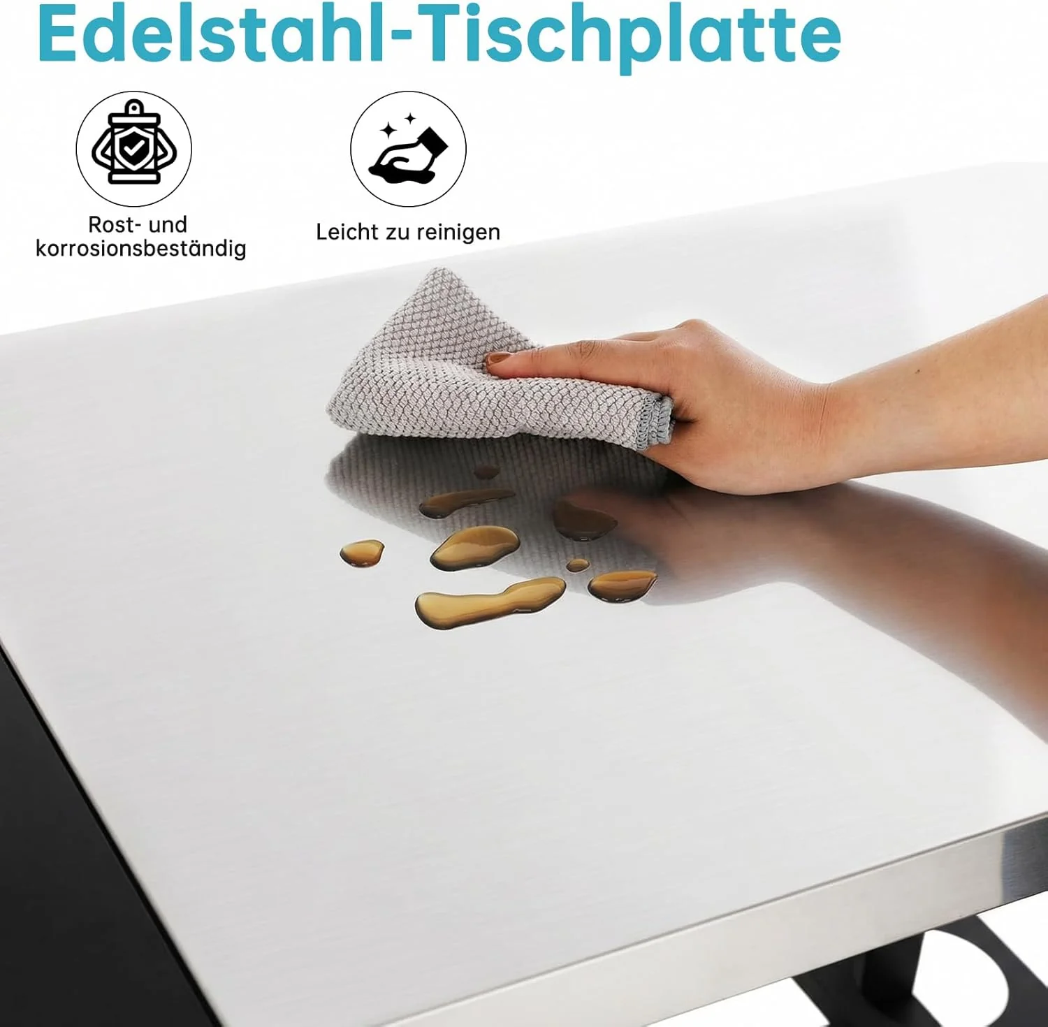 LIFERUN Grillwagen mit Klappbarem Beistelltisch, Robuster Grilltisch mit Edelstahl Tischplatte, 2-Eb - Image 4