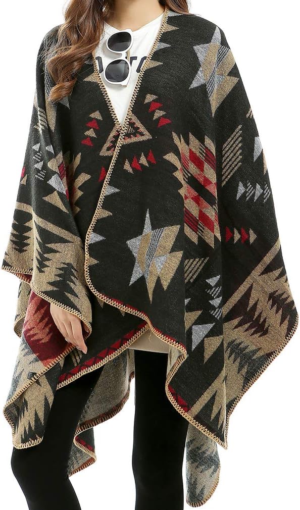 Lifetooler Poncho Damen Winter Strick Cape Cardigan Übergrosse Poncho Schal Elegant Warm Wendeumhang - Image 2